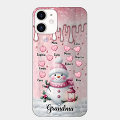 Personalisierte Schneemann-Oma-Handyhülle – Weihnachtsgeschenkidee für Oma – bis zu 10 Kinder – Hülle für iPhone/Samsung/GooglePixel – Oma