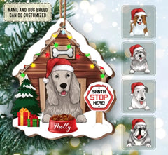 Der Weihnachtsmann, hör hier auf! Personalisierter Hunde-Weihnachtsschmuck aus Holz, individuelle Form