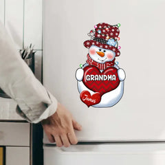 Oma Schneemanns Lieblinge – personalisierter individueller Aufkleber – Weihnachtsgeschenk für Oma