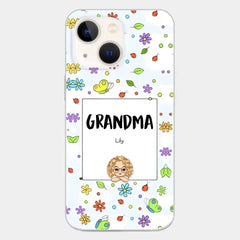 Personalized Grandma with Kids Name Flowers Background Gift For Grandma Phonecase