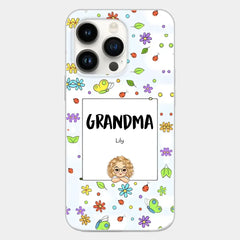 Personalized Grandma with Kids Name Flowers Background Gift For Grandma Phonecase