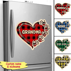 Grandma Mom Heart Hand Print Personalized Decal & Fridge Magnet Decal