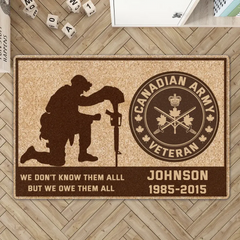 Personalized Canadian Army Veteran Custom Name & Time Doormat Printed