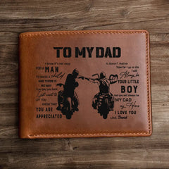 Personalized To My Dad Biker Custom Name Leather Wallet