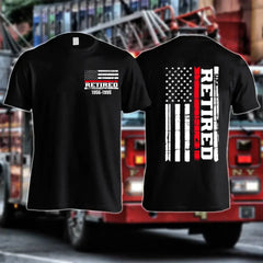 Personalisiertes US-Feuerwehrmann-T-Shirt im Ruhestand, 2D-gedruckt