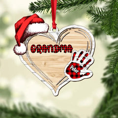 Personalisierte Oma-Kind-Caro-Farbe, Weihnachts-Holzornament, bedruckt