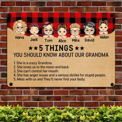 Personalized 5 Things You Should Know About Our Grandma Kids Names Metal Sign Printed