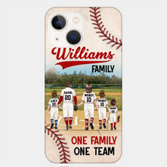 Personalisierte Baseball-Familien-Handyhülle – bis zu 3 Kinder – Geschenkidee zum Valentinstag/Geburtstag/Jahrestag/Muttertagsgeschenk für Ehefrau vom Ehemann – eine Familie, ein Team – Hülle für iPhone/Samsung