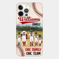 Personalisierte Baseball-Familien-Handyhülle – bis zu 3 Kinder – Geschenkidee zum Valentinstag/Geburtstag/Jahrestag/Muttertagsgeschenk für Ehefrau vom Ehemann – eine Familie, ein Team – Hülle für iPhone/Samsung