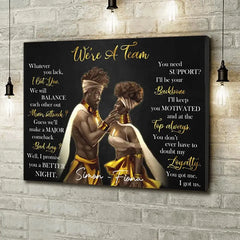 Custom Personalized Black Couple Canvas - Gift Idea For Couple/ Mother's Day Gift For Wife From Husband - We're A Team