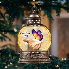 Christmas Lantern Memorial Butterfly Cardinal Personalized Wood Custom Shape Ornament