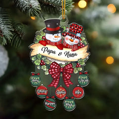 Schneemann Opa &amp; Oma Mama &amp; Papa Weihnachtskugel Kinder personalisiertes Acrylornament