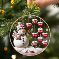 Frohe Weihnachten, Schneemann, Oma, Mutter, zum Aufhängen, süßes Herz für Kinder, personalisiertes Ornament