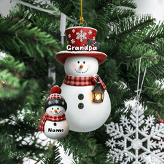 Weihnachts-Schneemann-Oma mit Enkelkindern, personalisiertes Ornament