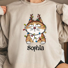 Christmas Kitten Pet Cat Breeds Custom Name Personalized Sweatshirt