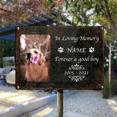 Gedenkschild „In Loving Memory“, Metall-Gedenkschild für den Hof, Geschenke zum Verlust eines Haustiers, „Forever A Good Boy“-Gedenkschild für Haustiere