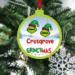 Weihnachtsfamilie Greenmas Personalisiertes einlagiges gemischtes Acrylornament