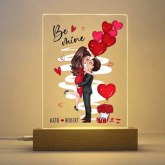 Be Mine Doll Couple Kissing Personalisierte Plakette LED-Nachtlicht