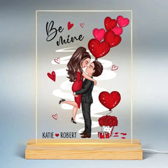 Be Mine Doll Couple Kissing Personalisierte Plakette LED-Nachtlicht