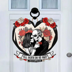 Til Death Do Us Part Paar Totenkopf – personalisiertes, individuell geformtes Holzschild