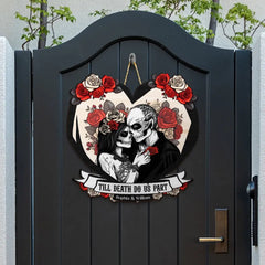 Til Death Do Us Part Paar Totenkopf – personalisiertes, individuell geformtes Holzschild