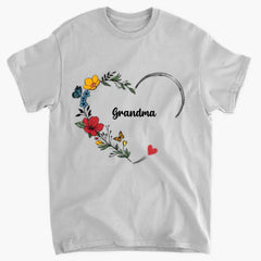 Bunte Blumen Oma Nana Mimi Abuela mit Enkelnamen personalisiertes Sweatshirt für den Muttertag