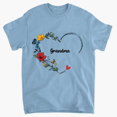 Bunte Blumen Oma Nana Mimi Abuela mit Enkelnamen personalisiertes Sweatshirt für den Muttertag