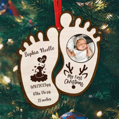 Personalisiertes Babyfoto-Holzornament – ​​Weihnachtsgeschenkidee für Baby – Mein erstes Weihnachten