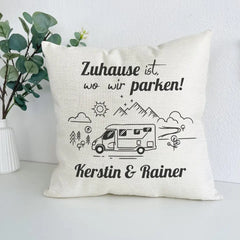 Personalized Camping Pillows, Camper Gifts, Camper Accessories, Home is Where We Park