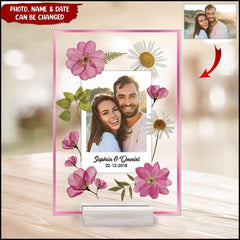 Pressed Flower Custom Picture Frame - Birthday Anniversary Wedding Gift - Mother's Day Father's Day - Graduation - Gift for Her or Him Acrylic Plaque