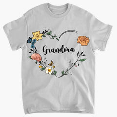 Individuelles Oma-Geburtsmonats-Blumen-Shirt