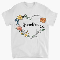 Individuelles Oma-Geburtsmonats-Blumen-Shirt