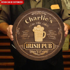 Irish Pub, Clover Sign - Personalized Round Wooden Sign, St. Patrick's Day Decor