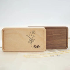 Travel Case Custom Name - Personalized Custom Wood Jewelry Box - Gift For Mom, Grandma, Family Members