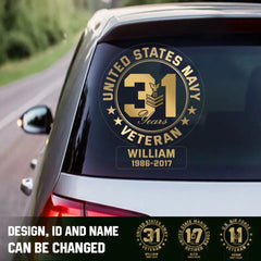 Personalized US Army Veteran Rank Cam Custom Name & Time Decal Printed