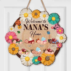 Custom Personalized Nana Wooden Sign - Upto 7 Babies - Mother's Day Gift Idea for Grandma - Welcome To Nana's Home