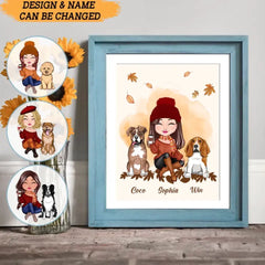 Personalized Dog Mom Fall Season Dog Lovers Gift Frame Poster Printed