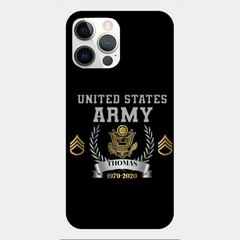 Personalized US Army Rank Camo Custom Name & Time Phonecase Printed