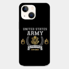 Personalized US Army Rank Camo Custom Name & Time Phonecase Printed