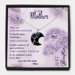 To My Mother - Personalized Custom Moon Charm Message Card Necklace - Mother's Day Gift For Mom