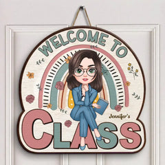 Welcome To My Class Floral - Personalized Custom Door Sign - Teacher's Day Gift For Teacher