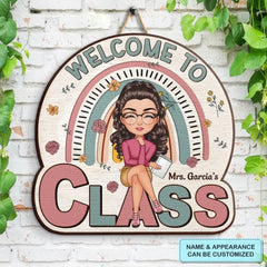 Welcome To My Class Floral - Personalized Custom Door Sign - Teacher's Day Gift For Teacher