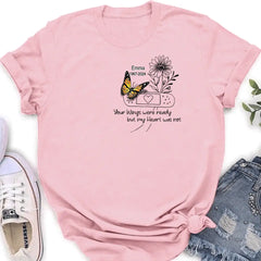 Custom Personalized Memorial Unisex T-shirt - Memorial Gift Idea - Your Wings Were Ready But My Heart Was Not