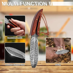 Outdoor Damascus Pattern Compact Straight Knife , Camping Self-Defense Tactical Multitool