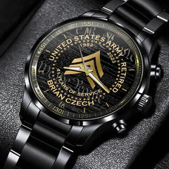 Personalized US Army Retired Custom Rank & Time Watch Printed