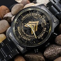 Personalized US Army Retired Custom Rank & Time Watch Printed