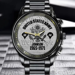 Personalized US Army Logo & Custom Name Served Time Watch