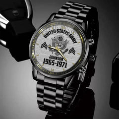 Personalized US Army Logo & Custom Name Served Time Watch