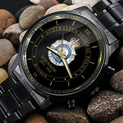 Personalized Australian Police Logo Custom Name & Time Watch