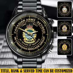 Personalized Canadian Army Retired Branch Logo Custom Served Time Watch